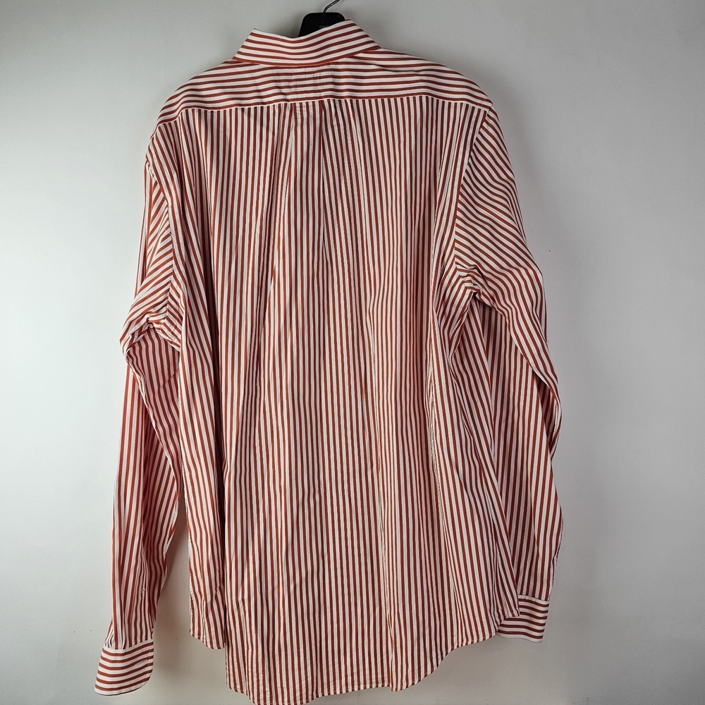Ralph‎ Lauren Orange Striped Long Sleeve Dress Shirt XL Custom Fit Green Pony - Picture 4 of 8